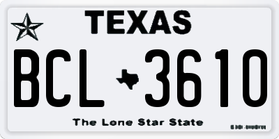 TX license plate BCL3610