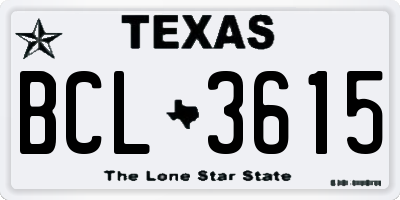 TX license plate BCL3615