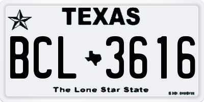 TX license plate BCL3616