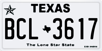 TX license plate BCL3617