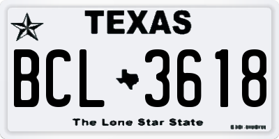 TX license plate BCL3618