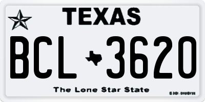 TX license plate BCL3620