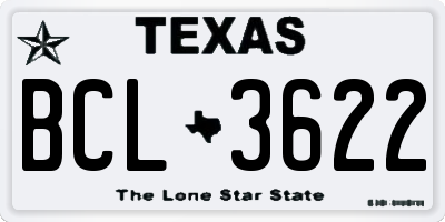 TX license plate BCL3622