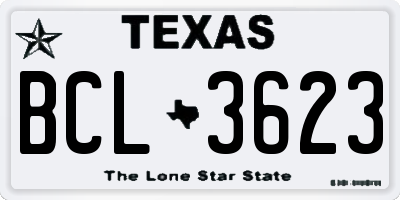 TX license plate BCL3623
