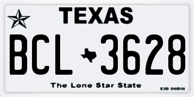 TX license plate BCL3628