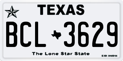 TX license plate BCL3629