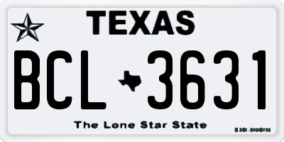 TX license plate BCL3631
