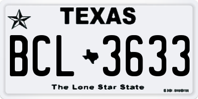 TX license plate BCL3633
