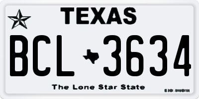 TX license plate BCL3634