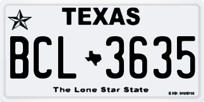 TX license plate BCL3635