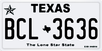 TX license plate BCL3636