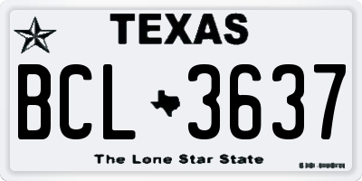 TX license plate BCL3637