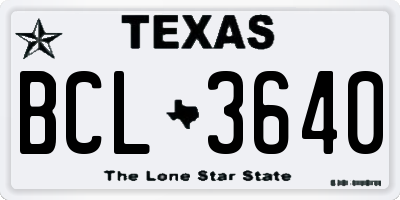 TX license plate BCL3640