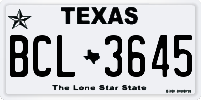 TX license plate BCL3645
