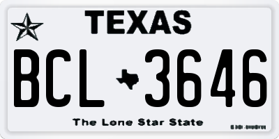 TX license plate BCL3646
