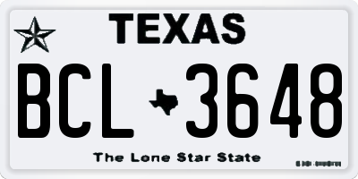 TX license plate BCL3648