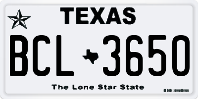 TX license plate BCL3650