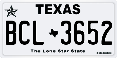 TX license plate BCL3652