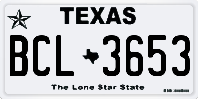 TX license plate BCL3653