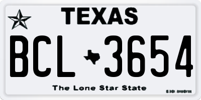 TX license plate BCL3654