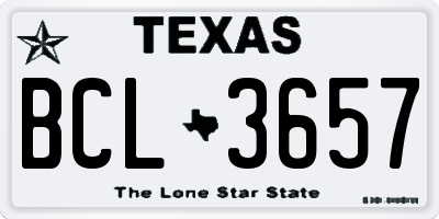 TX license plate BCL3657