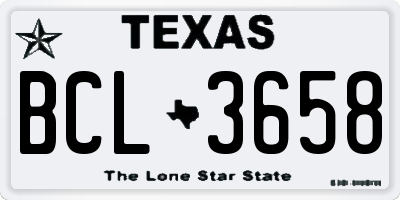 TX license plate BCL3658