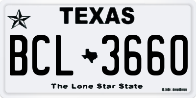 TX license plate BCL3660