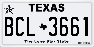 TX license plate BCL3661