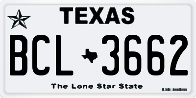 TX license plate BCL3662