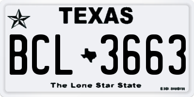 TX license plate BCL3663