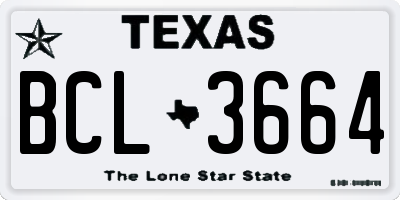 TX license plate BCL3664