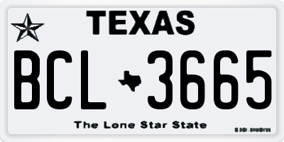 TX license plate BCL3665