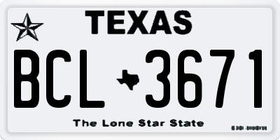 TX license plate BCL3671