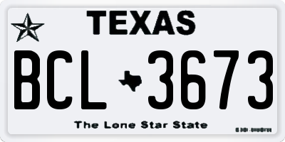 TX license plate BCL3673