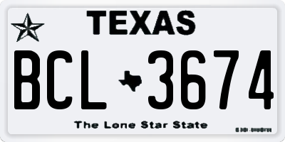 TX license plate BCL3674