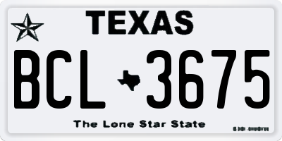 TX license plate BCL3675