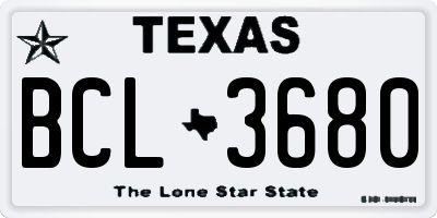 TX license plate BCL3680