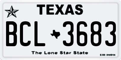 TX license plate BCL3683