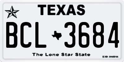 TX license plate BCL3684