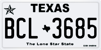TX license plate BCL3685