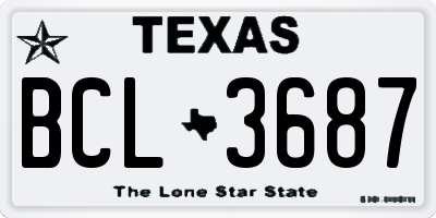 TX license plate BCL3687