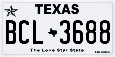 TX license plate BCL3688