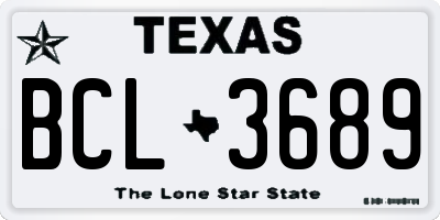 TX license plate BCL3689