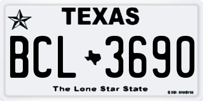 TX license plate BCL3690