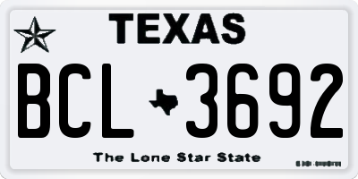 TX license plate BCL3692