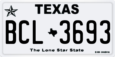 TX license plate BCL3693