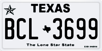 TX license plate BCL3699