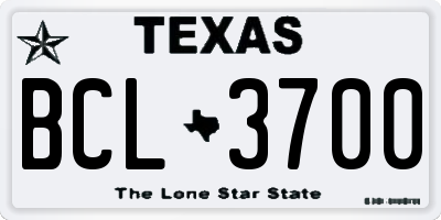 TX license plate BCL3700