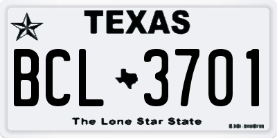 TX license plate BCL3701