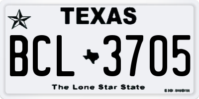TX license plate BCL3705